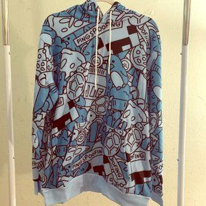 Warren James Men’s Blue/Black Pingspoofing Graphic Long Sleeve Hoodie M
